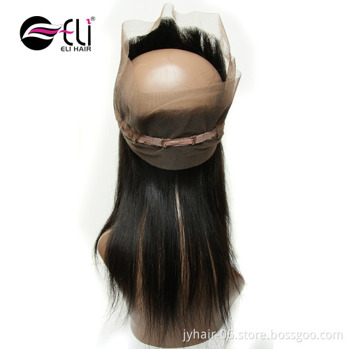 360 Lace Frontal Closure with Baby Hair kinky straight Virgin Brazilian Hair Lace Closure